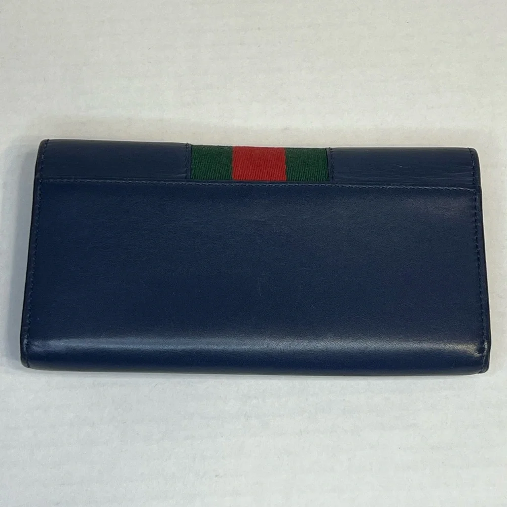 Gucci Sylvie‎ Continental Wallet in blue calfskin leather. - Picture 2 of 14